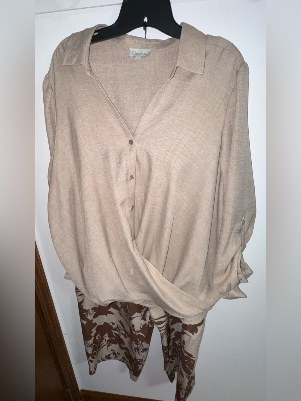 Chenault/New York Wrap-Front Blouse and pant set *READ NOTE IN DESCRIPTION *